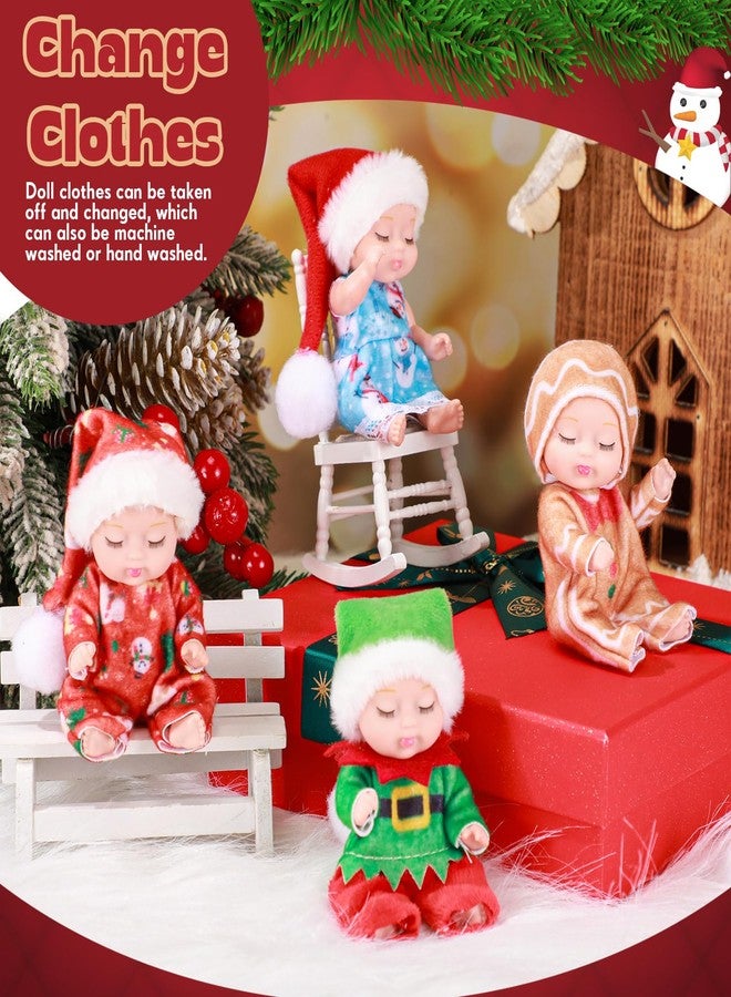 Hanaive 4 Pcs 4 Inch Mini Baby Dolls Lifelike Realistic Baby Dolls Animal Clothes Cute Baby Valentine Tiny Babies Gifts Set for Girls Boys Toddlers Kids 3+ Birthday Baby Shower Favors (Doll Style) - Image 4